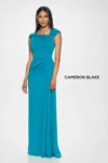 Cameron Blake Cb205 Long Formal Beaded Evening Gown In Blue