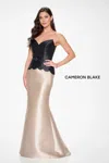 Cameron Blake Cb206 Long Mermaid Formal Peplum Evening Dress In Multi