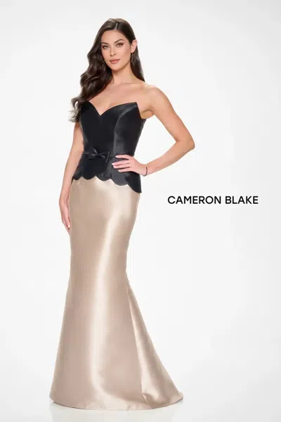 Cameron Blake Cb206 Long Mermaid Formal Peplum Evening Dress In Multi