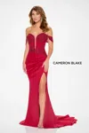 Cameron Blake Cb208 Beaded Long Formal Lace Applique Mermaid Dress In Burgundy