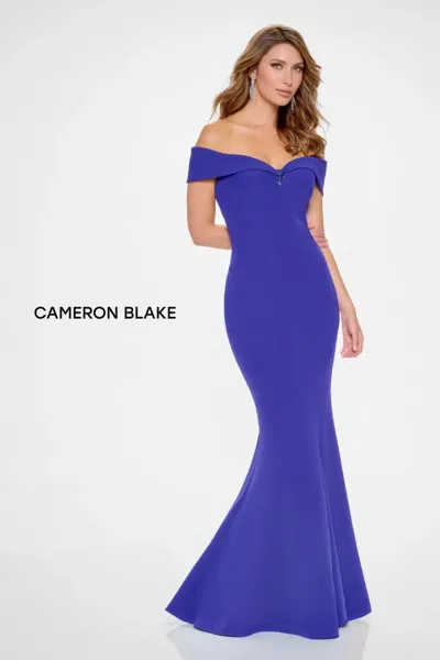Cameron Blake Cb212 Long Evening Formal Beaded Mermaid Dress In Purple