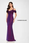 Cameron Blake Cb214 Fitted Long Formal Beaded Evening Dress In Purple