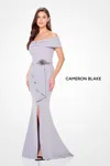 Cameron Blake Cb3234 Long Floral A Line Formal Peplum Evening Dress In Silver