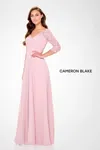 Cameron Blake Cb3239 Long A Line Evening Formal Pleated Dress In Pink