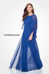 Cameron Blake Cb3242 Long Three Piece Set Beaded Formal Evening Dress In Blue