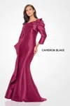 Cameron Blake Cb3243 Formal Long Beaded Ruffle Evening Dress In Purple
