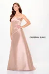 Cameron Blake Cb3248 Long Pleated Formal Evening A Line Dress In Pink