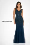 Cameron Blake Cb754 Glitter Long Formal Mother Of The Bride Dress In Blue