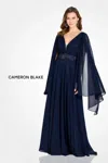 Cameron Blake Cb756 Long Formal Mother Of The Bride A Line Dress In Blue