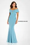 Cameron Blake Cb758 Fitted Long Formal Evening Dress In Blue