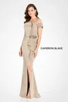 Cameron Blake Cb761 Formal Long Sequin Slit Evening Dress In Brown