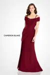 Cameron Blake Cb762 Beaded Long A Line Formal Evening Sequin Dress In Burgundy