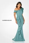Cameron Blake Cb781 Long Formal Evening Floral Dress In Green