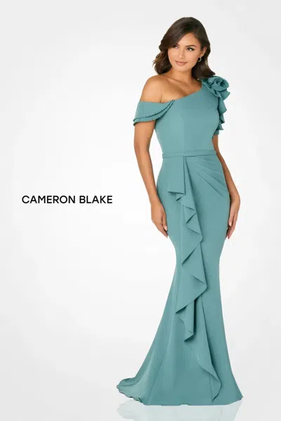Cameron Blake Cb781 Long Formal Evening Floral Dress In Green