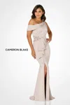 Cameron Blake Cb782 Long Formal Ruffle Evening Dress In Gray