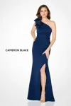 Cameron Blake Cb787 Long Slit Formal Evening Beaded Dress In Blue