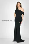 Cameron Blake Cb788 Formal Long Metallic A Line Evening Dress In Black