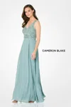 Cameron Blake Cb790 Beaded A Line Long Formal Sequin Evening Dress In Green