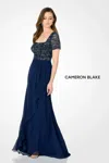 Cameron Blake Cb794 Long A Line Mother Of The Bride Dress In Blue