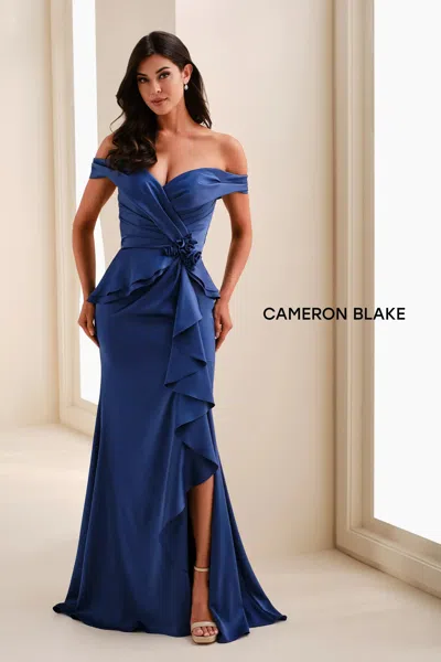 Cameron Blake Cb825 Long Formal Mermaid Ruffle Dress In Blue