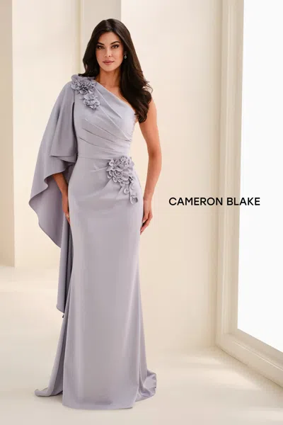 Cameron Blake Cb826 Long Formal 3d Floral Evening Dress In Gray