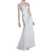 Cameron Blake Chiffon Fit And Flare Dress In Silver