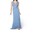 Cameron Blake Chiffon Slim A-line Gown In Periwinkle Blue In Multi