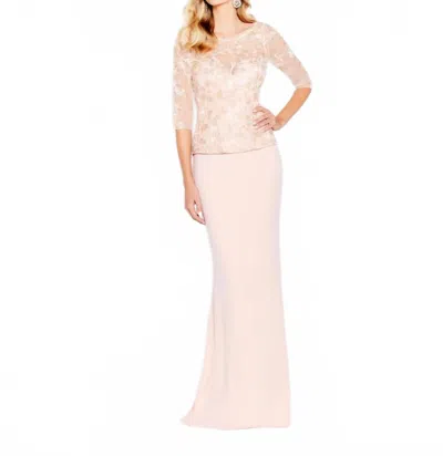 Cameron Blake Lace Bodice Dress In Blush/gold In Multi