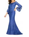 Cameron Blake Laced Bodice Formal Mother Of The Bride Gown In Sapphire In Blue