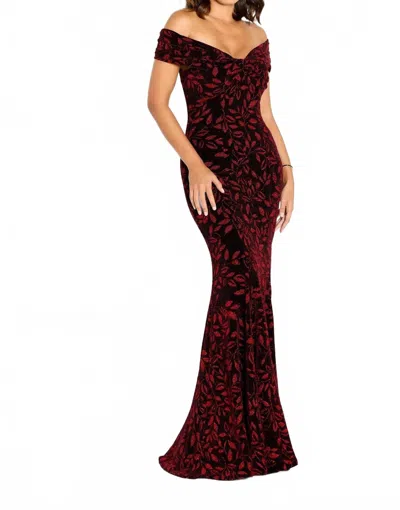 Cameron Blake Mother Of The Brideevening Dress In Black/red In Multi