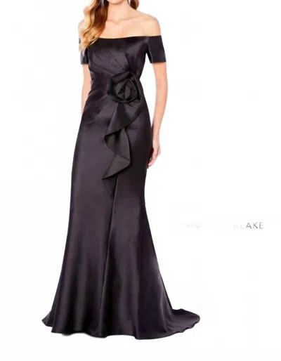 Cameron Blake Off The Shoulder Short Sleeve Dress In Black