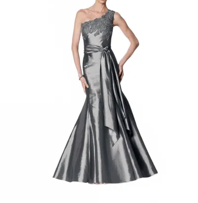Cameron Blake One Shoulder Evening Dress In Pewter Grey In Gray