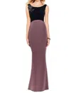 Cameron Blake Two Toned Scoop Sheath Dress In Black/rum Raisin In Multi