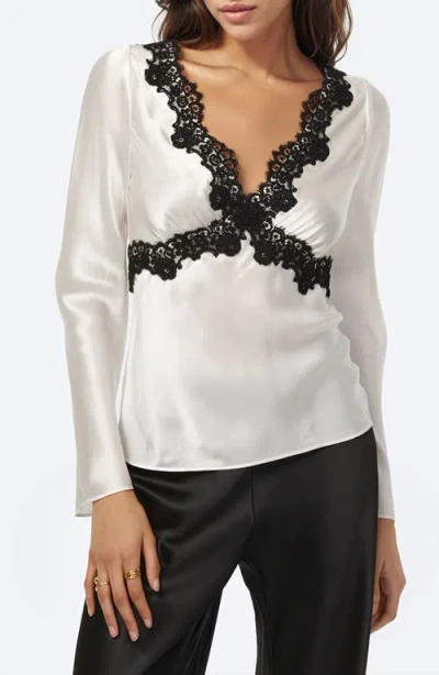 Cami Nyc Ainslee Lace Trim Silk Top In White