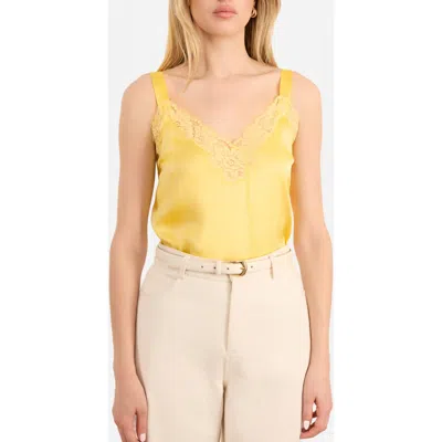 Cami Nyc Amora Lace Trim Silk Charmeuse Camisole In Yellow