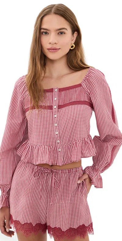 Cami Nyc Anabela Blouse Berry Gingham In Pink