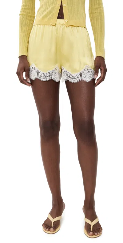 Cami Nyc Anora Silk Shorts Custard In Yellow