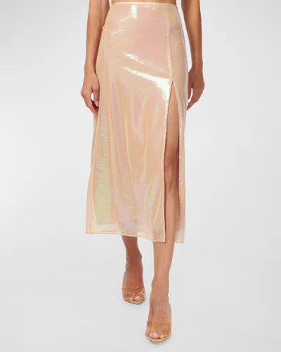 Cami Nyc Artemis Sequin Slit Midi Skirt In Opal Sequin
