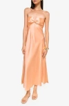 Cami Nyc Aveiro Strapless Silk Dress In Cantaloupe