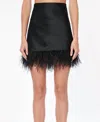 Cami Nyc Aviva Feather Mini Skirt In Black