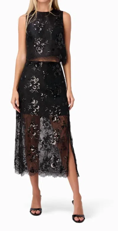 Cami Nyc Aylin Sequin Lace Midi Skirt In Black