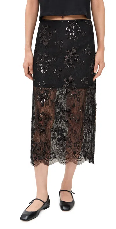 Cami Nyc Aylin Sequin Lace Skirt Black In Multi