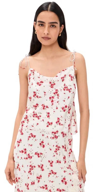 Cami Nyc Azra Hammered Satin Camisole Candied Rose In White