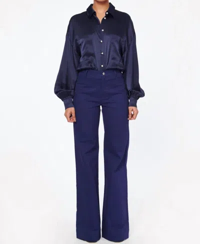 Cami Nyc Belkis Charmeuse Bodysuit In Navy In Blue