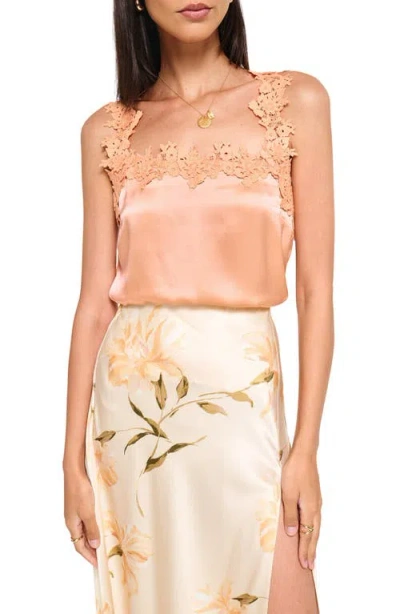 Cami Nyc Bellamy Lace Trim Silk Camisole In Cantaloupe