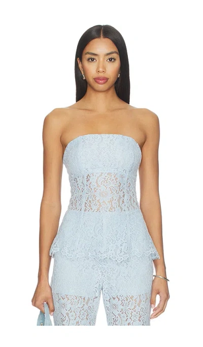 Cami Nyc Bijou Strapless Sheer Lace Top In Blue