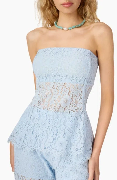 Cami Nyc Bijou Strapless Sheer Lace Top In Blue