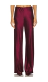 Cami Nyc Bristol Satin Pants In Burgundy