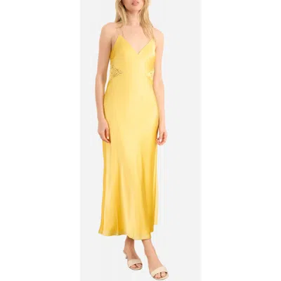 Cami Nyc Carli Lace Detail Satin Slipdress In Yellow