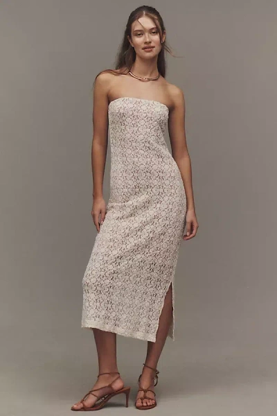 Cami Nyc Castela Strapless Lace Column Midi Dress In White
